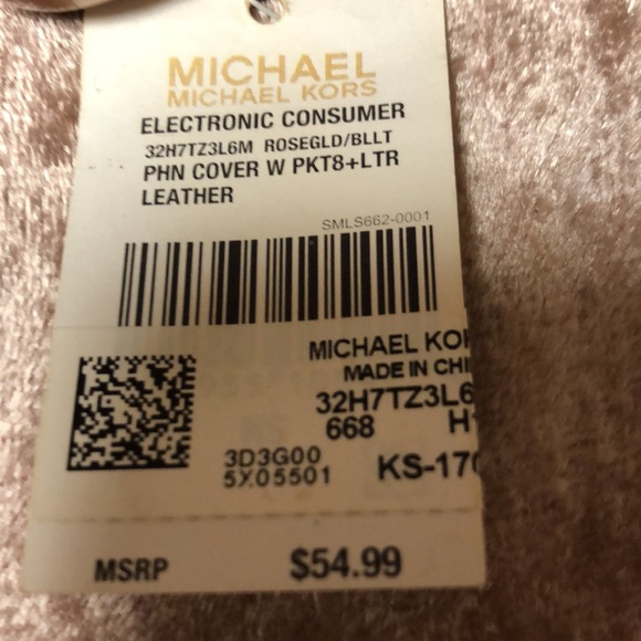 NWT Michael Kors phone case rose, gold leather - Picture 4 of 4